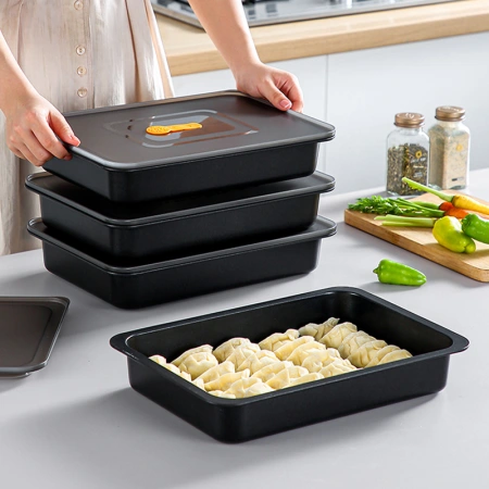 【CL】25Q4#6930-6932 coated stainless steel dumpling box with wavy bottom (3300ml) coating 3.3L black/khaki clear 【CL】25Q4#6930-6932 coated stainless steel dumpling box with wavy bottom (3300ml) coating 3.3L black/khaki clear